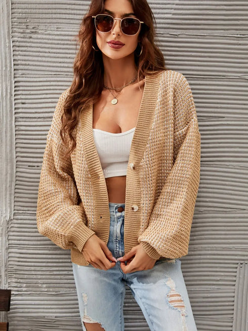 'Fauna' V-Neck Knit Cardigan - Celes Fashion